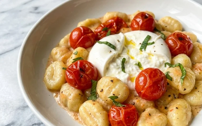 Gnocchi crémeux tomates cerises burrata : recette gourmande
