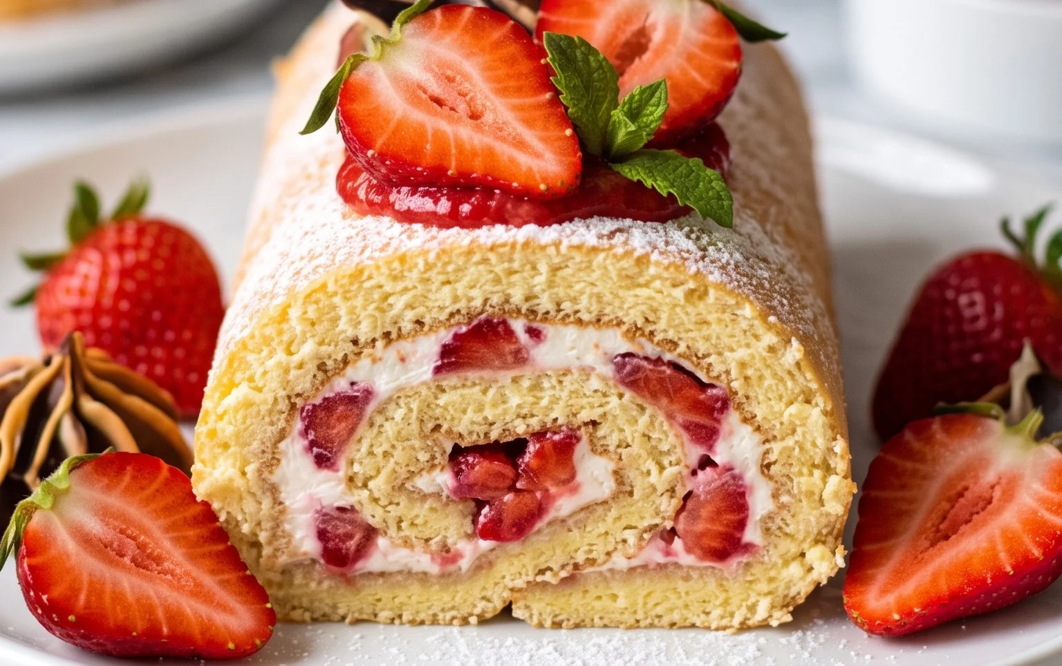 Voici une recette facile pour un gâteau roulé aux fraises délicieux ! Vous allez adorer !
